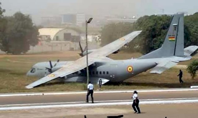 Military aircraft overruns tarmac at Accra Air Force Base