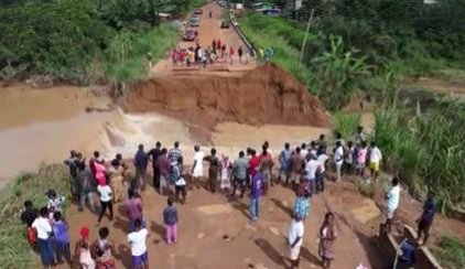 Koforidua: Residents Of Nyamekrom Cut Off As Portion Of Road Is Washed Away