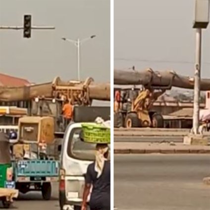 Ejisu: 3 Persons Arrested Over Dangerous Transportation Of Huge Log
