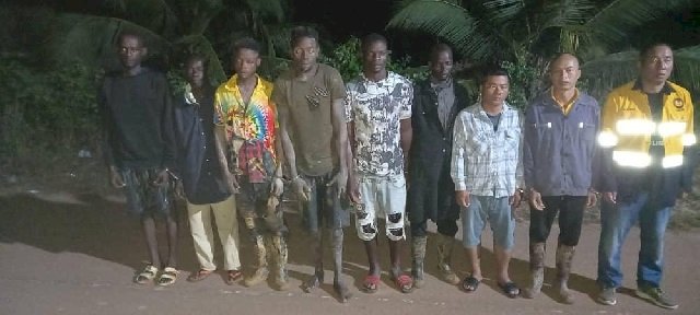3 More Chinese, 6 Ghanaians, 3 Excavators, 3 Weapons Retrieved In Police Anti Galamsey Operation